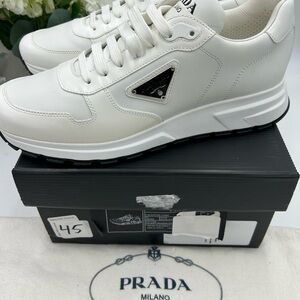 Men's Prada triangle logo leather sneakers size 9 fits 10 US made in Italy